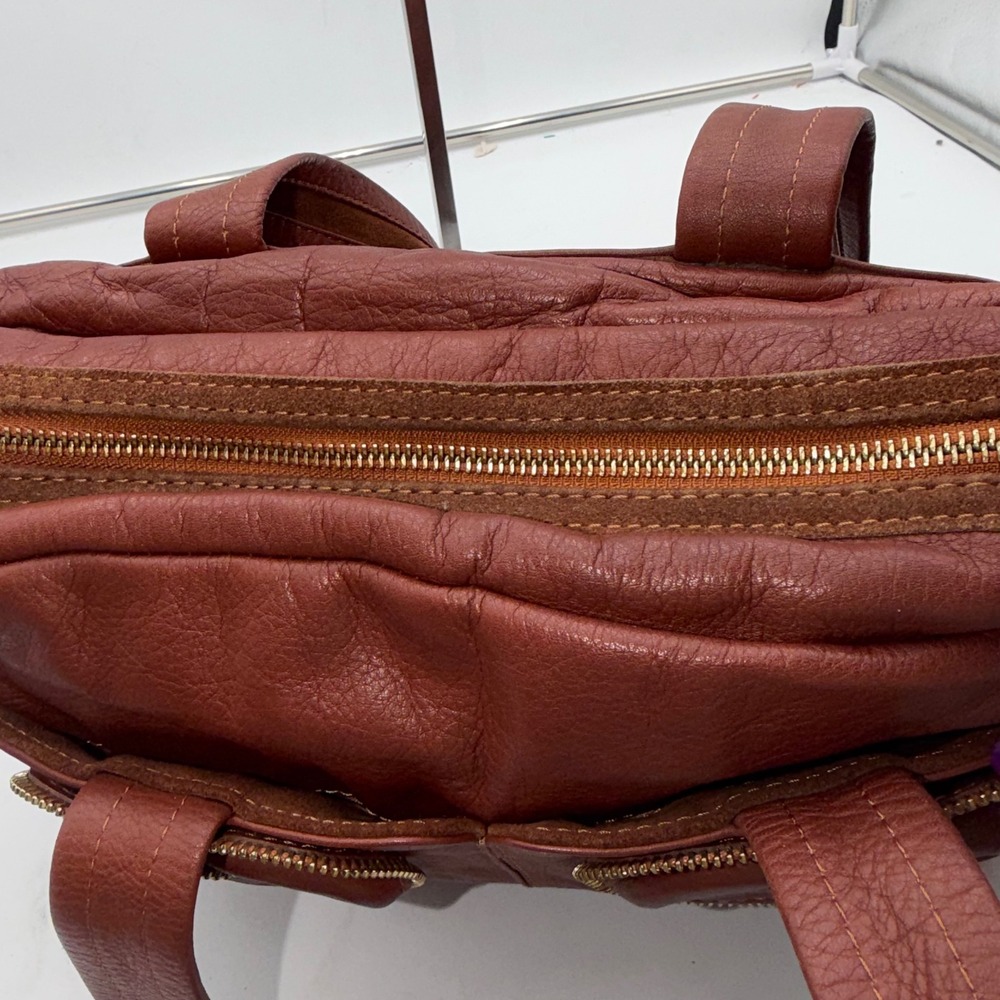 See by Chloe Terracotta Red Leather Bow Zipper Trim Shoulder Bag Tote - Picture 10 of 16